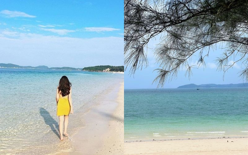 Nước biển của bãi Hồng Vàn Cô Tô xanh trong
