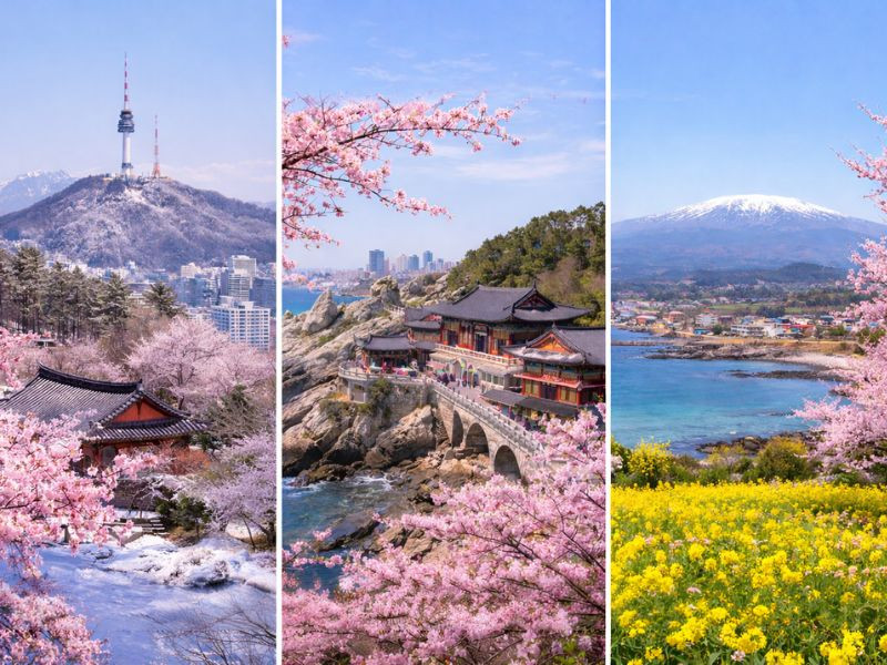 Thời tiết Hàn Quốc tháng 3 không quá lạnh, thuận lợi du lịch 