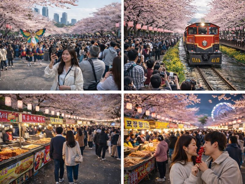 Trải nghiệm lễ hội hoa anh đào đặc sắc tại xứ sở kim chi 