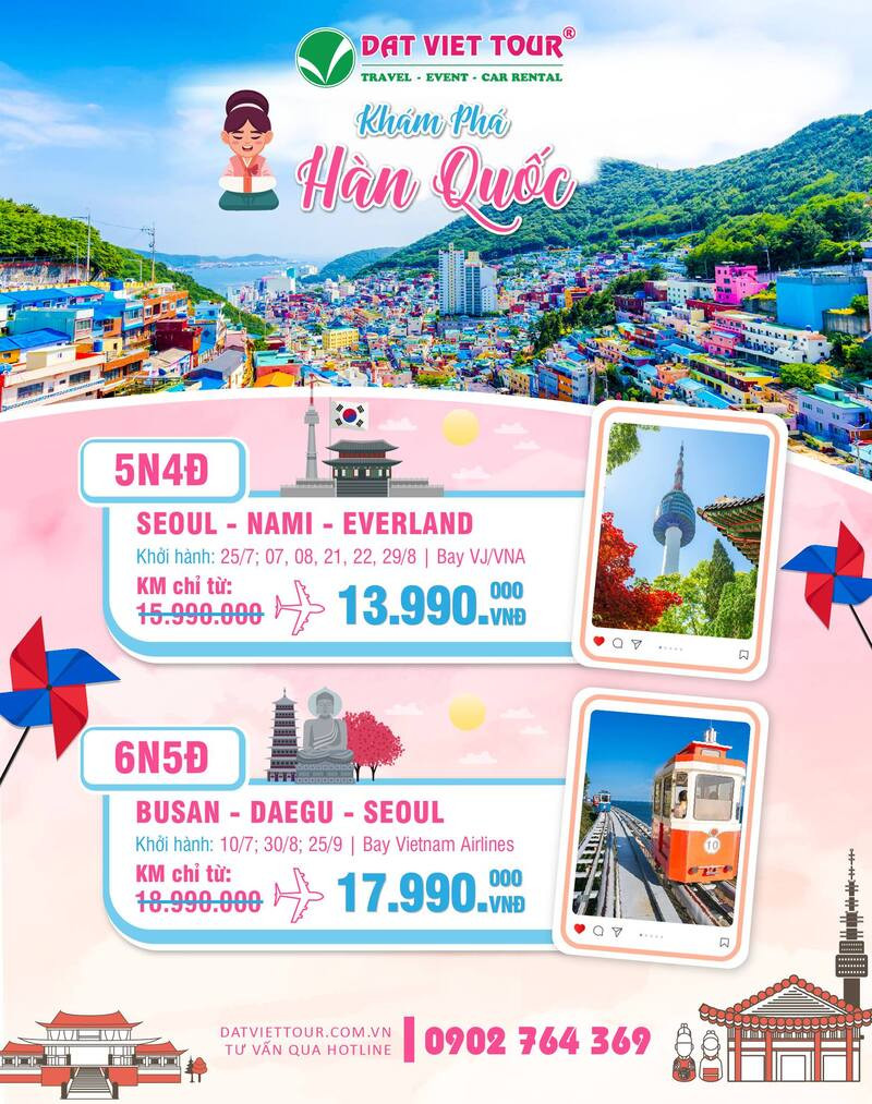 Tour du lịch Hàn Quốc 6N5Đ