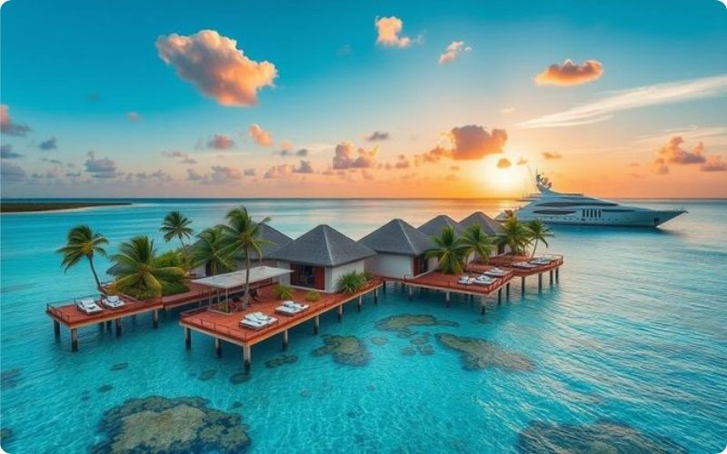 Bãi biển trong xanh cùng khung cảnh yên bình tại đảo Maafushi 