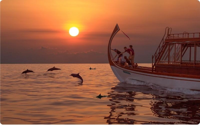 Du thuyền ngắm hoàng hôn giữa đại dương Maldives