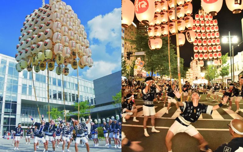 Kanto Matsuri - Màn trình diễn giữ thăng bằng cột tre cao 