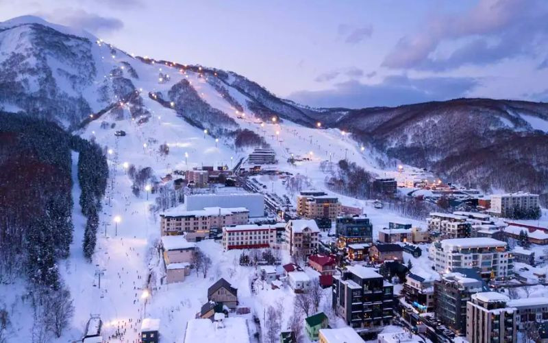Niseko với lớp tuyết bột mịn và khung cảnh núi hùng vĩ 