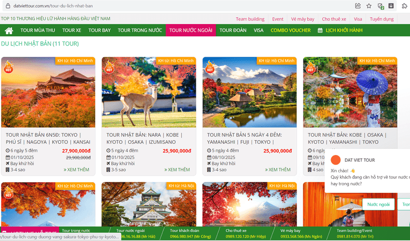 Tour Nhật Bản kết hợp Tokyo – núi Phú Sĩ tại Đất Việt Tour