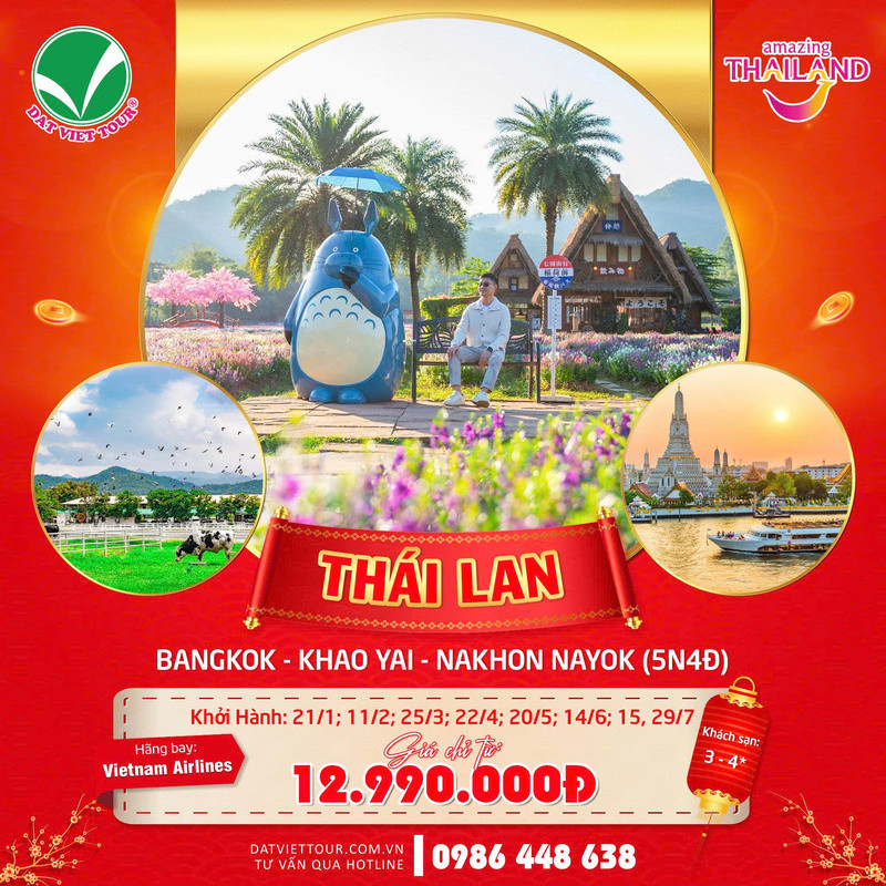 Tour Thái Lan: Khao Yai - Nakhon Nayok 5N4Đ