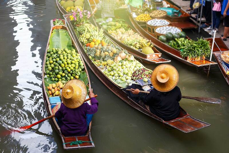 Những loại trái cây bắt mắt tại chợ nổi Damnoen Saduak 