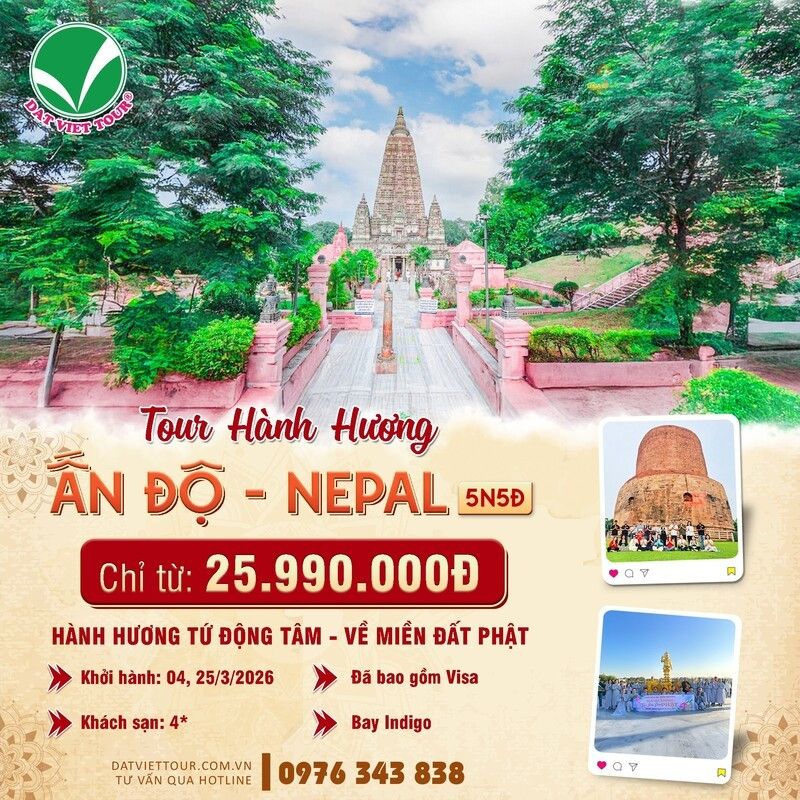 Tour Hành Hương Ấn Độ - Nepal 5N5Đ