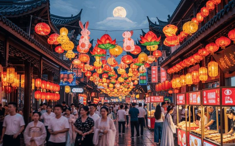 Đèn lồng thắp sáng khắp phố phường đêm Trung Thu Đèn lồng thắp sáng khắp phố phường đêm Trung Thu