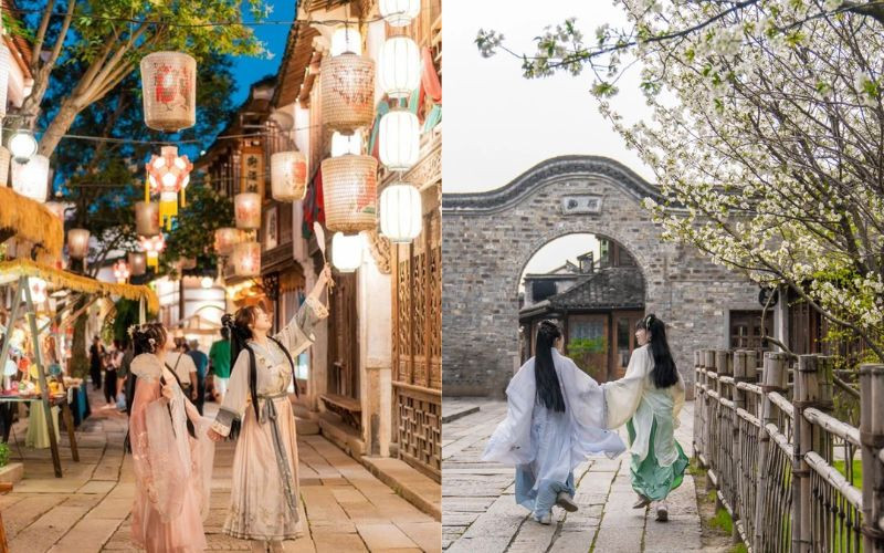 Hán phục nổi bật giữa không gian cổ kính tại Ô Trấn