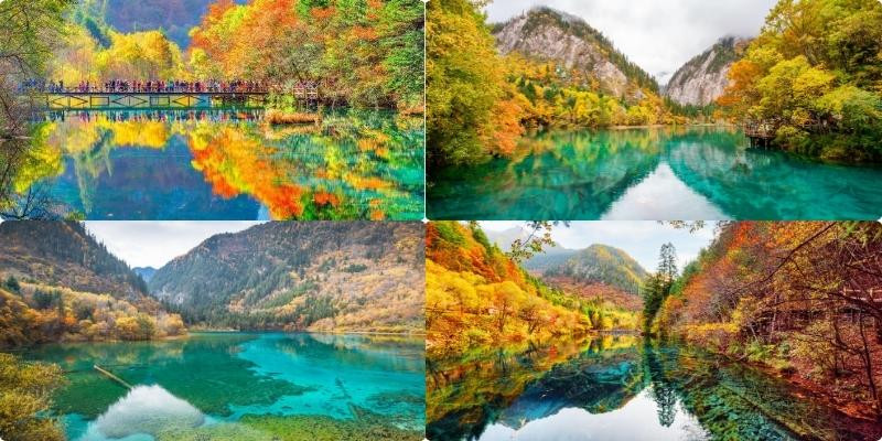 Hồ Ngũ Hoa nổi bật giữa rừng cây chuyển sắc vào mùa thu Hồ Ngũ Hoa nổi bật giữa rừng cây chuyển sắc vào mùa thu
