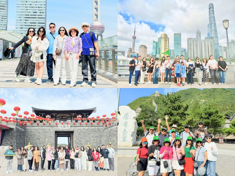 Khách đoàn của Đất Việt Tour check - in Thượng Hải