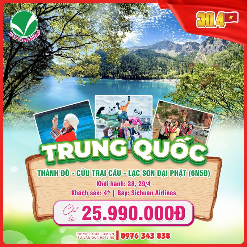 Tour Cửu Trại Câu - Thành Đô - Lạc Sơn Đại Phật - 6N5Đ