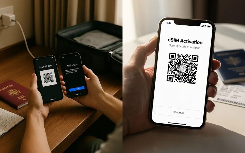 Esim được cài đặt nhanh bằng mã QR Esim được cài đặt nhanh bằng mã QR