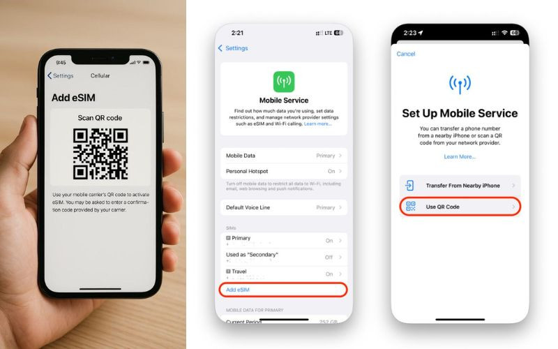 Thêm Esim vào điện thoại trước khi khởi hành Thêm Esim vào điện thoại trước khi khởi hành
