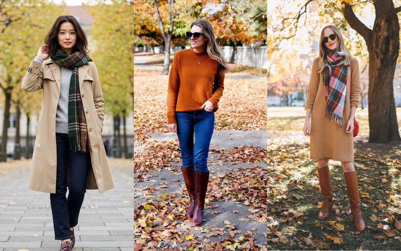 Outfit tone trung tính nổi bật giữa mùa lá phong