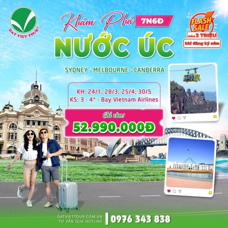 Tour Úc 2026: Melbourne | Sydney - Trọn gói 7 ngày 6 đêm 