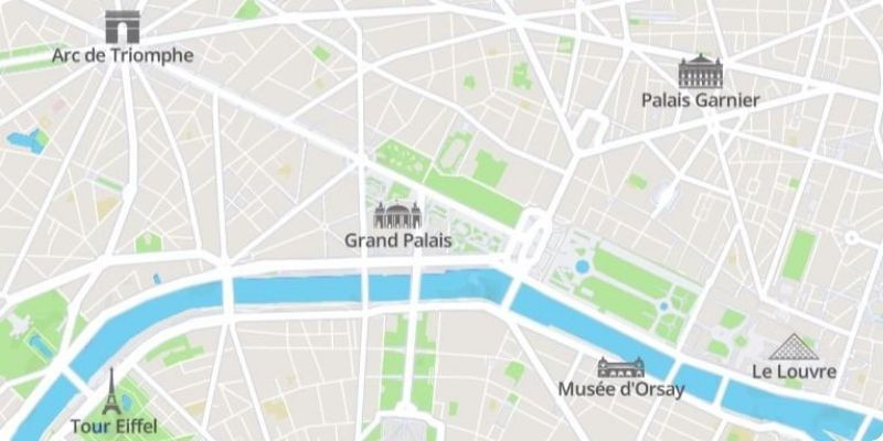 Bản đồ những địa điểm du lịch nổi tiếng gần Khải Hoàn Môn Paris