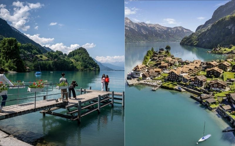 Iseltwald nổi bật với những ngôi nhà gỗ ven hồ Brienz