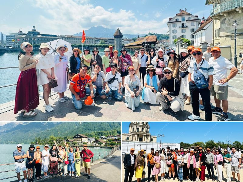 Đoàn khách đi tour châu Âu tại Đất Việt