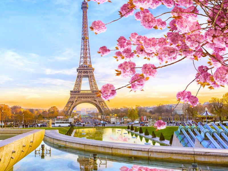 Tháp Eiffel rực rỡ vào xuân - điểm đến mơ ước trong tour châu Âu 2026  Tháp Eiffel rực rỡ vào xuân - điểm đến mơ ước trong tour châu Âu 2026