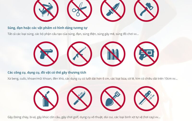 Một số đồ vật không thể mang lên chuyến bay Một số đồ vật không thể mang lên chuyến bay