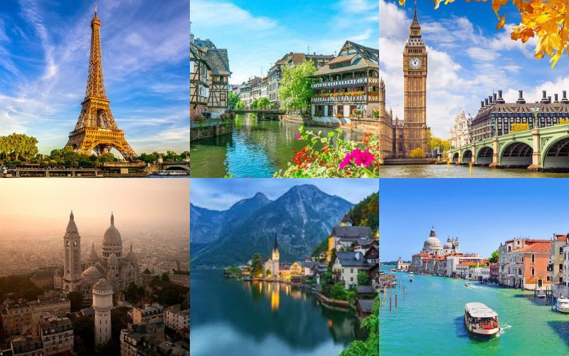 Hình ảnh các nước Châu Âu có trong tour 