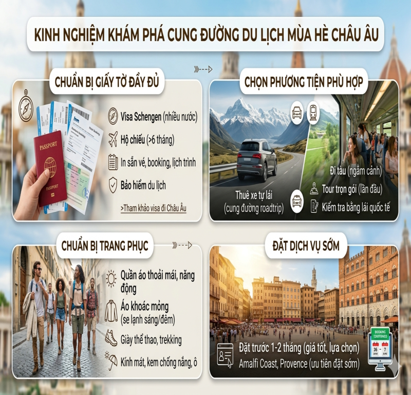 Kinh nghiệm khám phá cung đường du lịch mùa hè Châu Âu