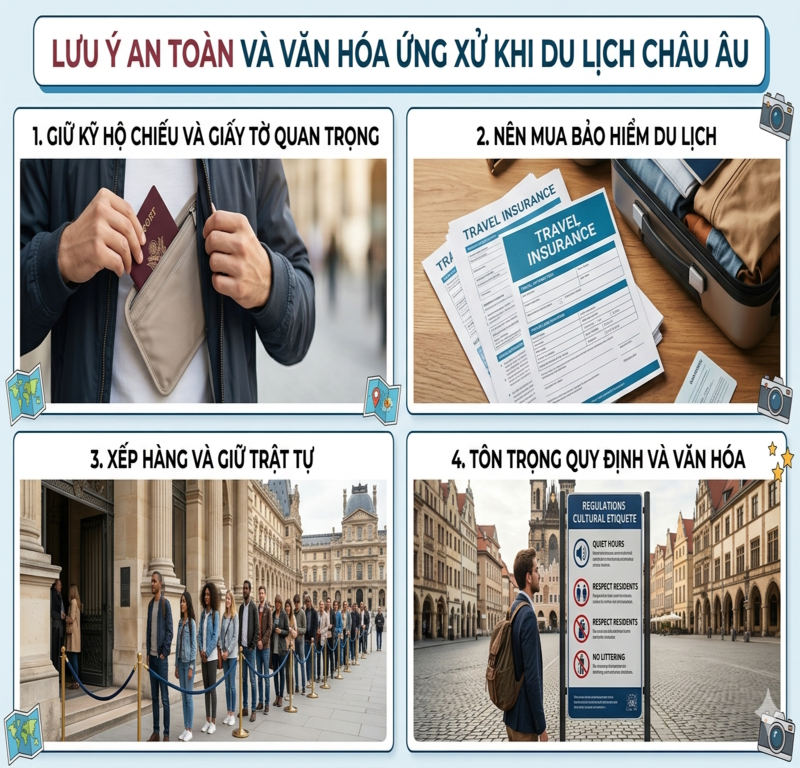 Lưu ý an toàn và văn hóa ứng xử khi du lịch Châu Âu