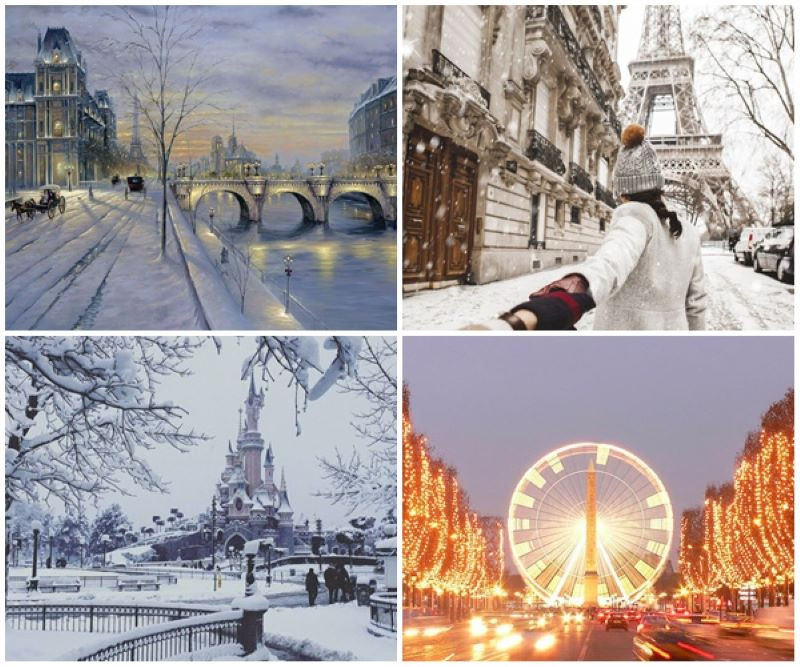 Thủ đô Paris - Pháp được bao phủ bởi tuyết trắng khi mùa đông đến