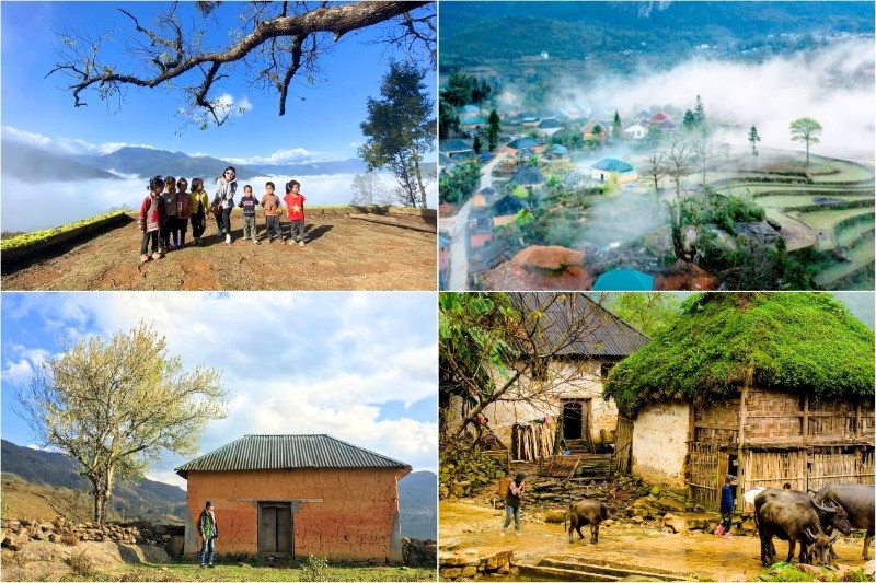 Khung cảnh bản làng ẩn hiện trong mây