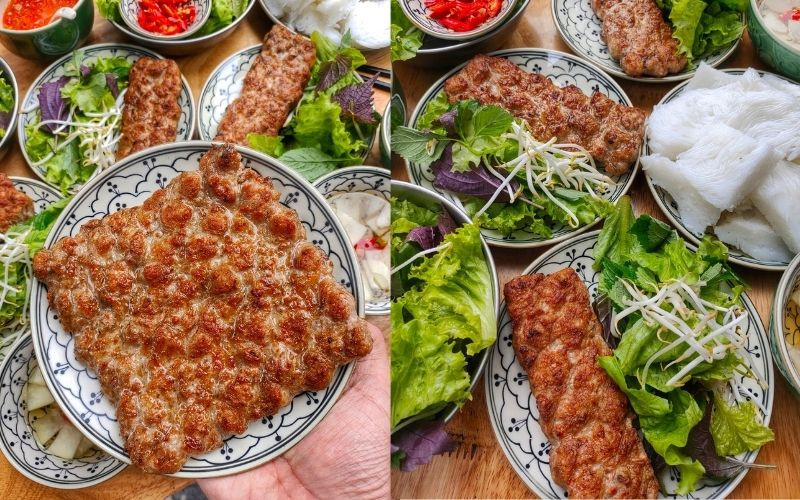 Một suất bún chả siêu to và hấp dẫn tại bún chả Tình Mai