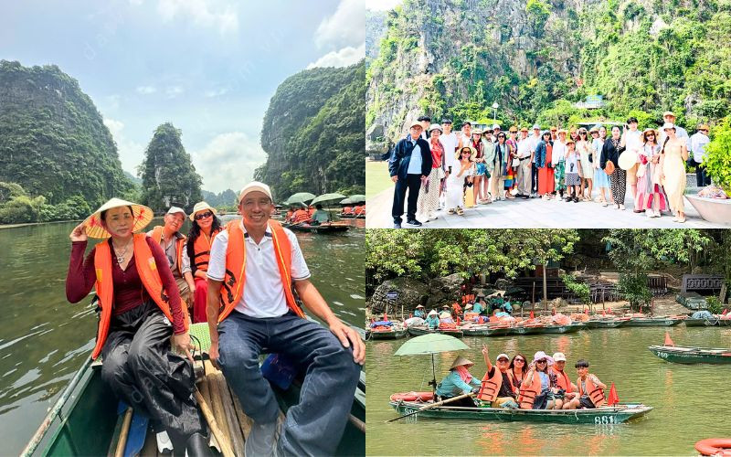 Hình ảnh đoàn tour Ninh Bình mùa hè đang tham quan 