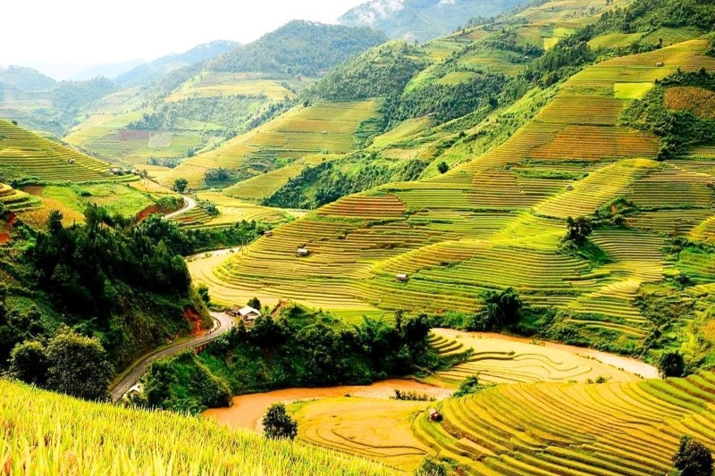 Những tầng ruộng dày và dốc giữa núi cao Những tầng ruộng dày và dốc giữa núi cao