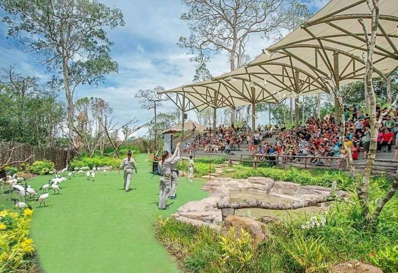 Show biểu diễn động vật tại Vinpearl Safari với thông điệp về bảo tồn và chăm sóc động vật (Ảnh: Sưu tầm)