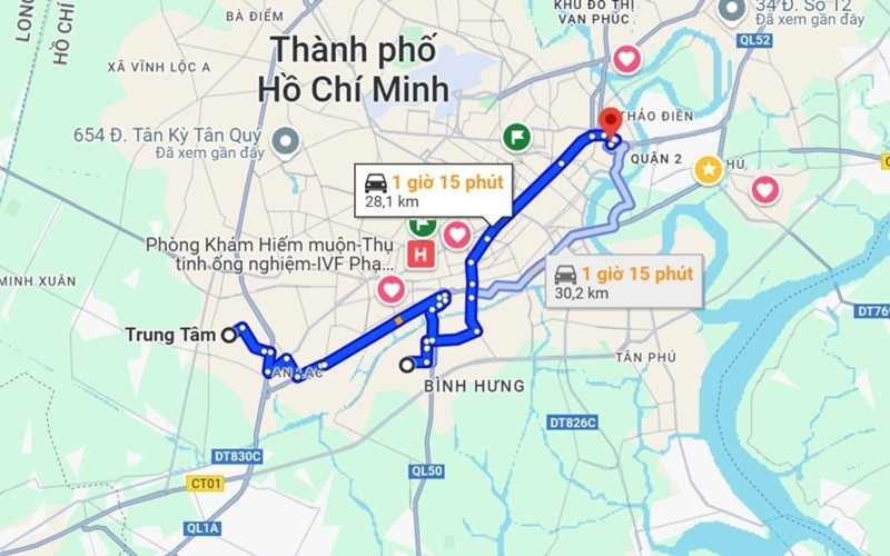 Lộ trình di chuyển đến khu Văn Thánh đi từ trung tâm thành phố