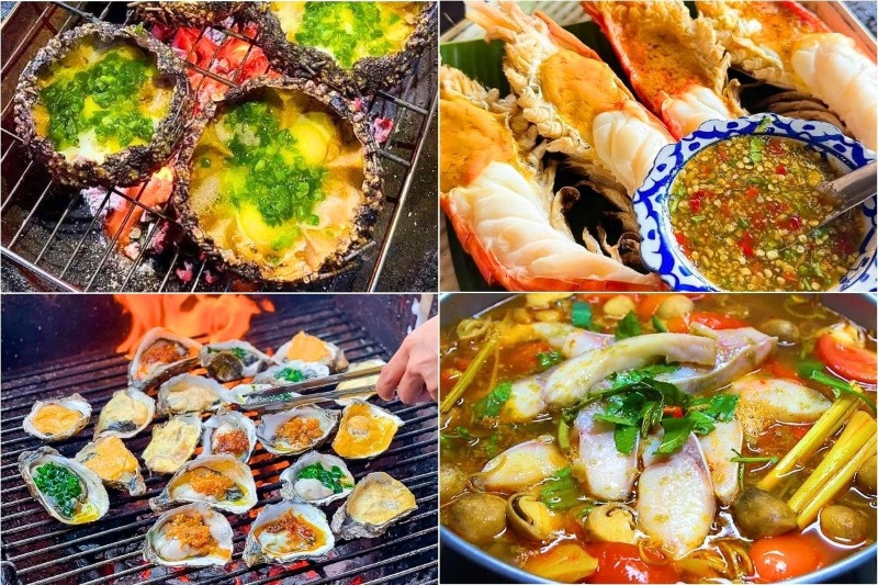 Hải sản tươi sống được chọn và chế biến ngay tại các bè nổi