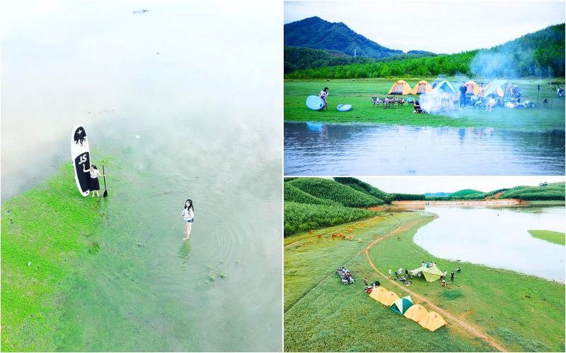 Một trong những điểm camping trong tour Huế Một trong những điểm camping trong tour Huế
