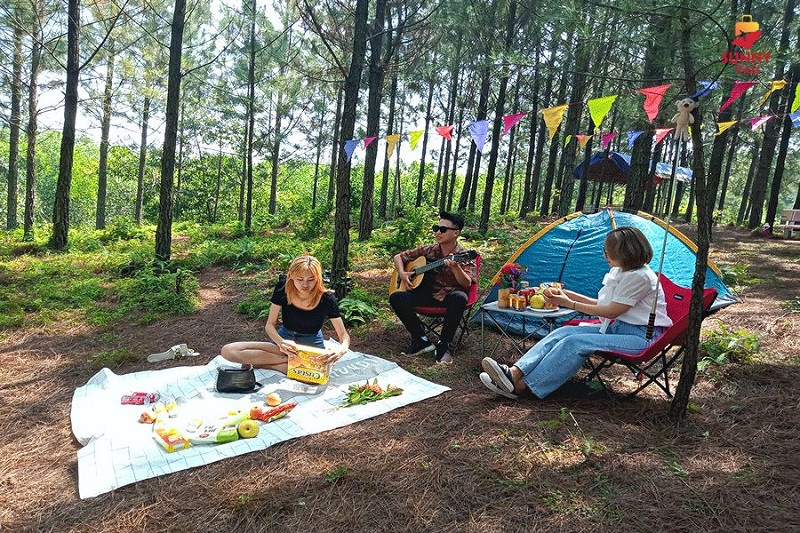 cắm trại vui chơi giải trí tại thác Thủy Tiên
