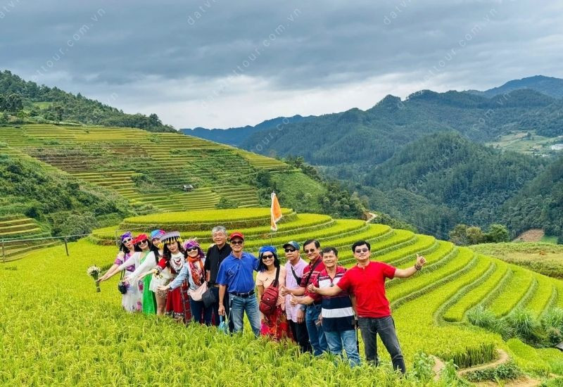 Những thửa ruộng bậc thang vàng óng ở Mù Cang Chải là biểu tượng của mùa thu Tây Bắc