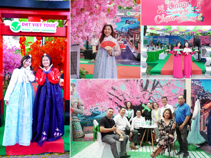 Đông đảo khách hàng đến check-in và đặt tour tại gian hàng Đất Việt Tour