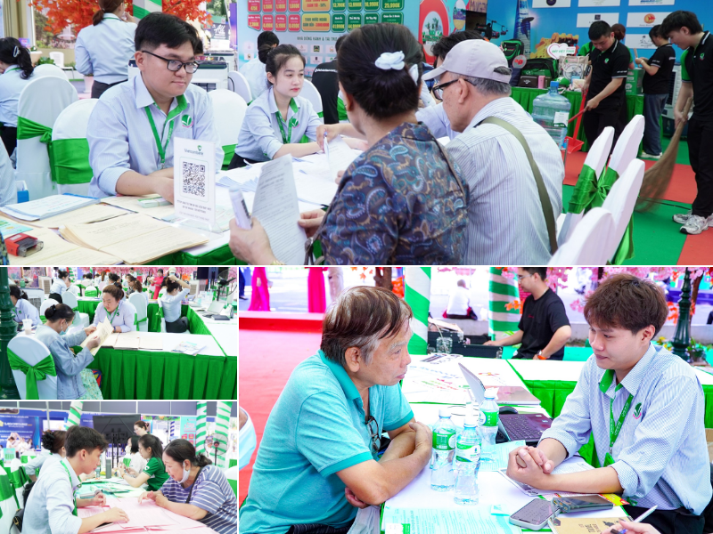 Gian hàng Đất Việt Tour nhộn nhịp và được nhiều khách hàng ghé đến để tư vấn và mua tour trong Ngày hội du lịch TP.HCM 2026 