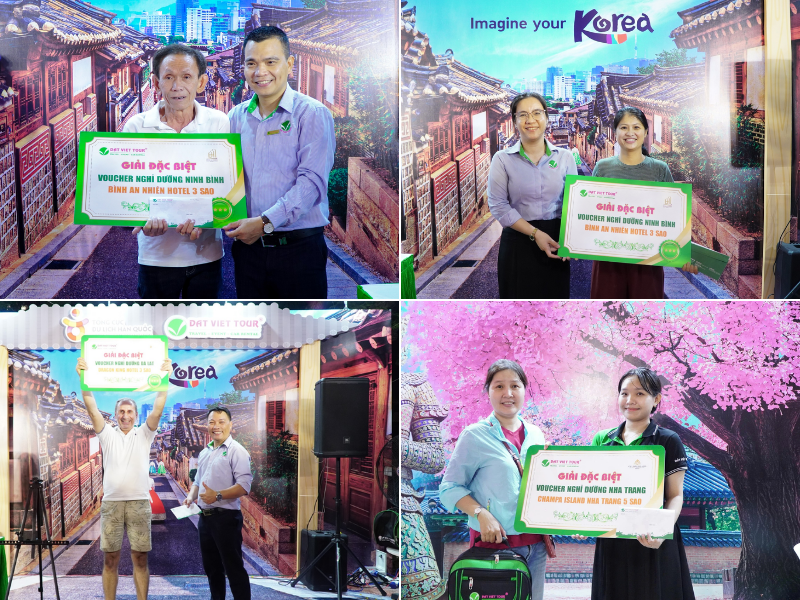 Quý khách hàng nhận giải thưởng voucher nghỉ dưỡng cao cấp 3-5* trong chương trình bốc thăm may mắn 