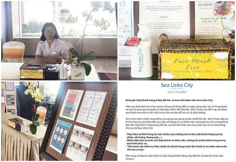 Đất Việt Tour phối hợp cùng các đối tác vì sức khỏe khách hàng - Sea links City resort tặng khẩu trang, trang bị dung dịch rửa tay