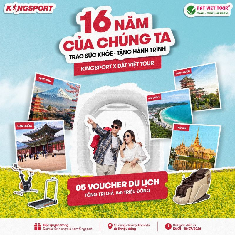 Mua hàng tại Kingsport sẽ có cơ hội tham gia vòng quay may mắn trúng voucher du lịch của Đất Việt Tour 
