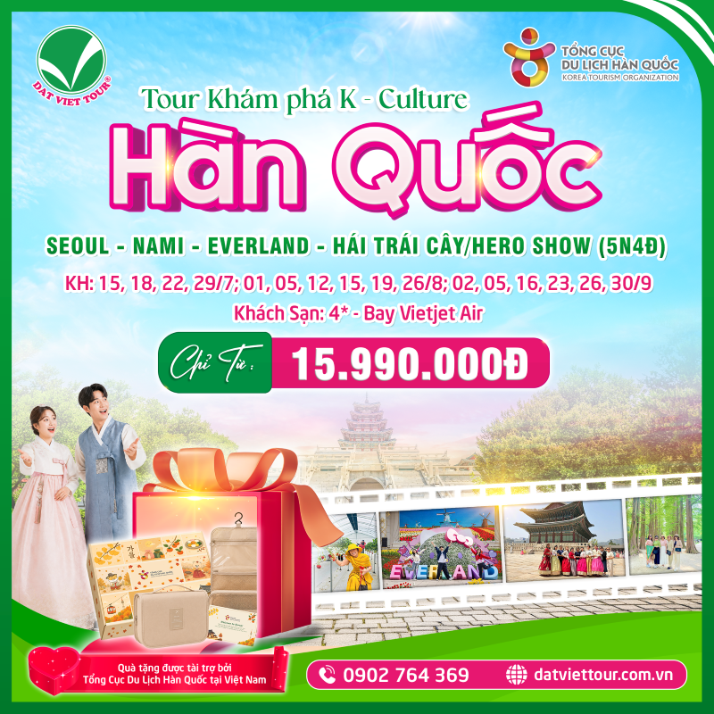 Chỉ từ 15.990.000đ cho tour Hàn Quốc 5N4Đ - trải nghiệm K-Culture Chỉ từ 15.990.000đ cho tour Hàn Quốc 5N4Đ - trải nghiệm K-Culture