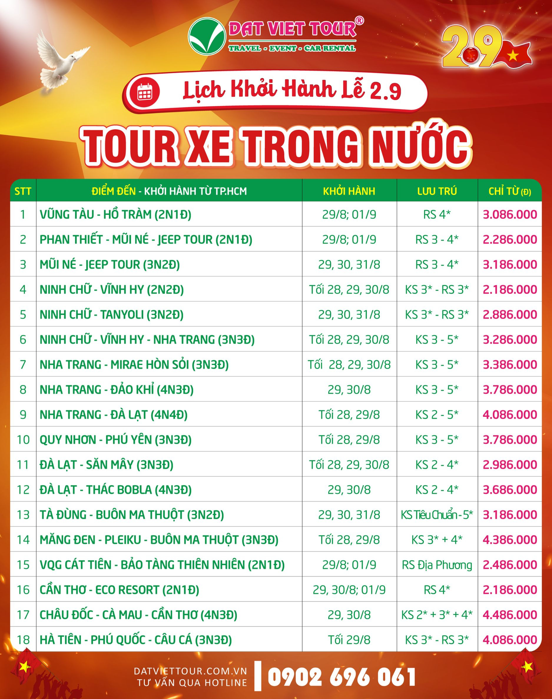 Đa dạng các hành trình tour bay lễ 2/9 cho du khách lựa chọn 