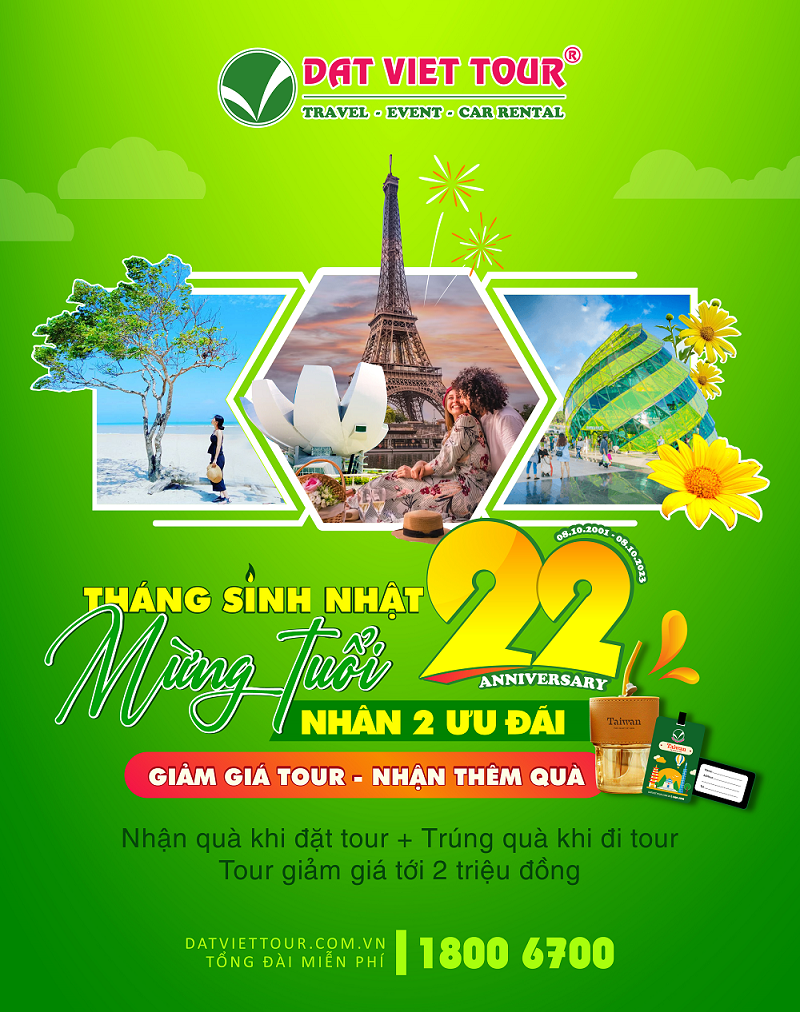 Khuyến mại mừng sinh nhật 22 năm Đất Việt Tour.