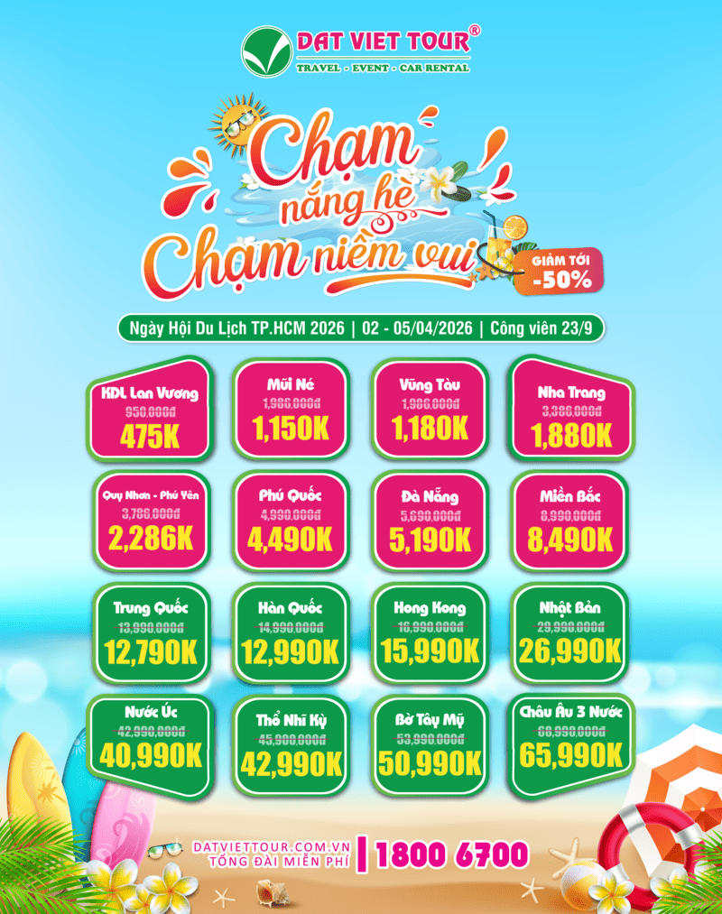 Hơn 100 tour du lịch trong và ngoài nước giảm sâu chỉ có tại Ngày hội Du lịch TP.HCM 2026