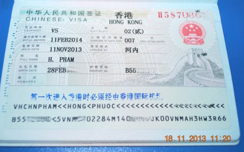 Hình ảnh visa HongKong